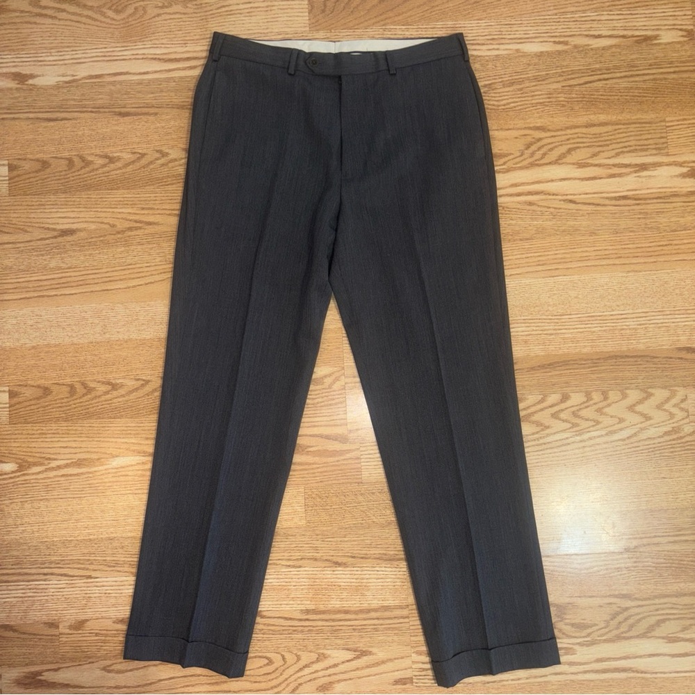 Brooks Brothers Pants Men 35x32 Madison Gray Pleated Cuffed Wool Dress Pants